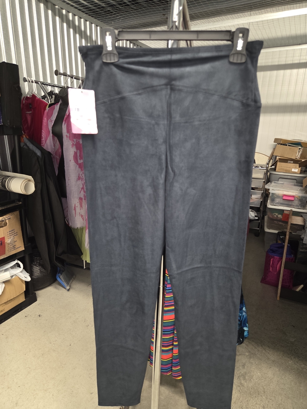 High-Rise Navy Suede-Effect Leggings Shapewear